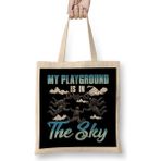 Humuts Cute Funny My Playground Is In The Sky Skydiving Bez Uzun Saplı Açık Bej Rengi Çanta