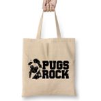 Humuts Cute Funny Pugs Rock Pug Owners Rocker Bez Uzun Saplı Açık Bej Rengi Çanta