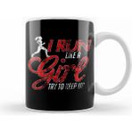 Humuts Cute I Run Like A Girl Try To Keep Up Distressed Kupa Bardak
