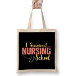 Humuts Cute I Survived Nursing School Rn Nurse Graduation Bez Çanta