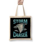 Humuts Cute Storm Chaser Severe Weather Tornado Obsessed Açık Bej Uzun Saplı Bez Çanta