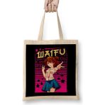 Humuts Cute Waifu Anime Girl Adorable Japanese Manga Bez Açık Bej Uzun Saplı Çanta