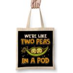 Humuts Cute We're Like Two Peas In A Pod Romantic Pun Açık Bej Uzun Saplı Bez Çanta