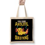 Humuts Cute You Sure Axolotl Questions Walking Fish Pun Açık Bej Uzun Saplı Bez Çanta