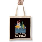 Humuts Dad Craftsman Tools Father Papa Poppa Dad Daddy Stepdad Açık Bej Uzun Saplı Bez Çanta