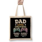 Humuts Dad Level Unlocked Gaming New Dad Baby Announcement Fathers Day Daddy To Be Video Game First 02 Bez Çanta