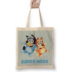Humuts Dance Mode Bluey And Bingo Açık Bej Uzun Saplı Bez Çanta