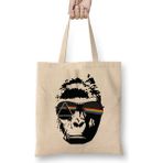 Humuts Dark Side Of The Gorilla Harambe Açık Bej Uzun Saplı Bez Çanta