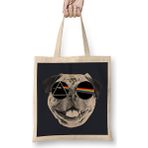 Humuts Dark Side Of The Pug Açık Bej Uzun Saplı Bez Çanta