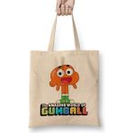 Humuts Darwin Watterson the Amazing World of Gumball Uzun Saplı Açık Bej Bez Çanta