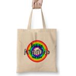 Humuts Diego Armando Maradon- Retro Rainbow Style Açık Bej Uzun Saplı Bez Çanta