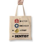 Humuts Doctor Engineer Artist Dentist 024 Uzun Saplı Açık Bej Bez Çanta