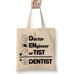 Humuts Doctor Engineer Artist Dentist 028 Açık Bej Uzun Saplı Bez Çanta