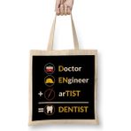 Humuts Doctor Engineer Artist Dentist 030 Uzun Saplı Açık Bej Bez Çanta