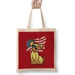 Humuts Dog Independence Day 4th Of July Gift Açık Bej Uzun Saplı Bez Çanta