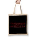 Humuts Dragon Ball Z Stranger Things Text Açık Bej Uzun Saplı Bez Çanta
