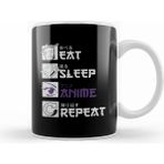 Humuts Eat Sleep Anime Repeat Funny Japanese Manga Tee Beyaz Kupa