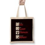Humuts Eat Sleep Cosplay Anime Manga Otaku Japanese Bez Uzun Saplı Açık Bej Rengi Çanta