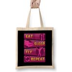 Humuts Eat Sleep Fly Repeat Aerial Yoga Silks Bez Uzun Saplı Açık Bej Rengi Çanta