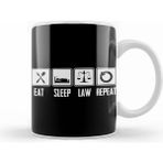 Humuts Eat Sleep Law Repeat School Lawyer Gift 01 Beyaz Kupa