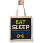 Humuts Eat Sleep Play Roblox Açık Bej Uzun Saplı Bez Çanta
