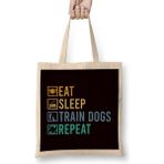 Humuts Eat Sleep Train Dogs Animal Teaching Behavior Dog Trainer Bez Uzun Saplı Açık Bej Rengi Çanta