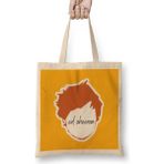 Humuts Ed Sheeran Art Logo Face Açık Bej Uzun Saplı Bez Çanta