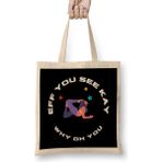 Humuts Eff You See Kay Why Oh You Yoga Açık Bej Uzun Saplı Bez Çanta