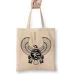 Humuts Egyptian Eye Of Horus Wadjet Açık Bej Uzun Saplı Bez Çanta