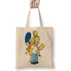 Humuts Familia Simpsons Açık Bej Uzun Saplı Bez Çanta