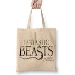 Humuts Fantastic Beasts Açık Bej Uzun Saplı Bez Çanta