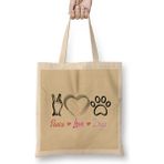 Humuts Fashion Women Peace Love Dogs Funny Summer Female Uzun Saplı Açık Bej Bez Çanta