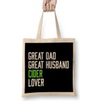 Humuts Fathers Day Great Dad Great Husband Cider Lover Bez Uzun Saplı Açık Bej Rengi Çanta