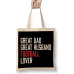 Humuts Fathers Day Great Dad Great Husband Football Bez Uzun Saplı Açık Bej Rengi Çanta