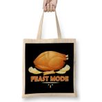 Humuts Feast Mode Funny Thanksgiving Dinner Turkey Bez Uzun Saplı Açık Bej Rengi Çanta