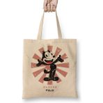 Humuts Felix The Cat Retro Japanese Açık Bej Uzun Saplı Bez Çanta