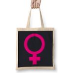 Humuts Female Gender Symbol Açık Bej Uzun Saplı Bez Çanta
