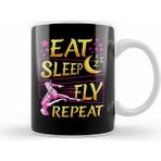 Humuts Funny Eat Sleep Fly Repeat Aerial Yoga Silks Beyaz Kupa