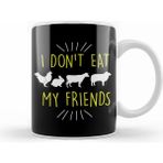 Humuts Funny I Dont Eat My Friends Vegan Cute Veganism Beyaz Kupa