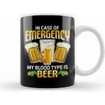 Humuts Funny In Case Of Emergency My Blood Type Is Beer Beyaz Kupa