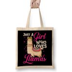 Humuts Funny Just a Girl Who Loves Llamas Cute Women Lama Bez Çanta
