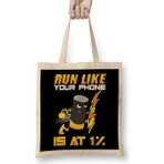 Humuts Funny Run Like Your Phone Is At 1% Sprinting Pun Bez Çanta