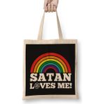 Humuts Funny Satanic Satan Loves Me Lucifer Gift Idea Bez Çanta