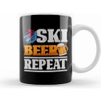 Humuts Funny Ski Beer Repeat Skiing Drinking Skiers Kupa Bardak