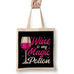 Humuts Funny Wine Is My Magic Potion Halloween Wino Pun Uzun Saplı Kadın Bez Çanta