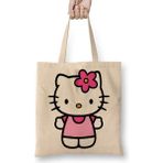Humuts Gatinha Kitty Hello Kitty Açık Bej Uzun Saplı Bez Çanta