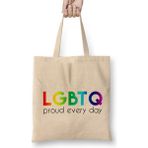 Humuts Gay Pride Lgbtq Proud Every Day Pride Bez Uzun Saplı Açık Bej Rengi Çanta