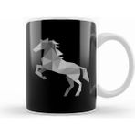 Humuts Geometric Animal Grey Horse Kupa Bardak