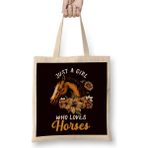 Humuts Girl Who Loves Horses Equestrian Sport Horseshoe Dressage Bez Çanta