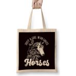 Humuts Girl Who Loves Horses Horse Head Horseshoe Equestrian Sport Bez Çanta